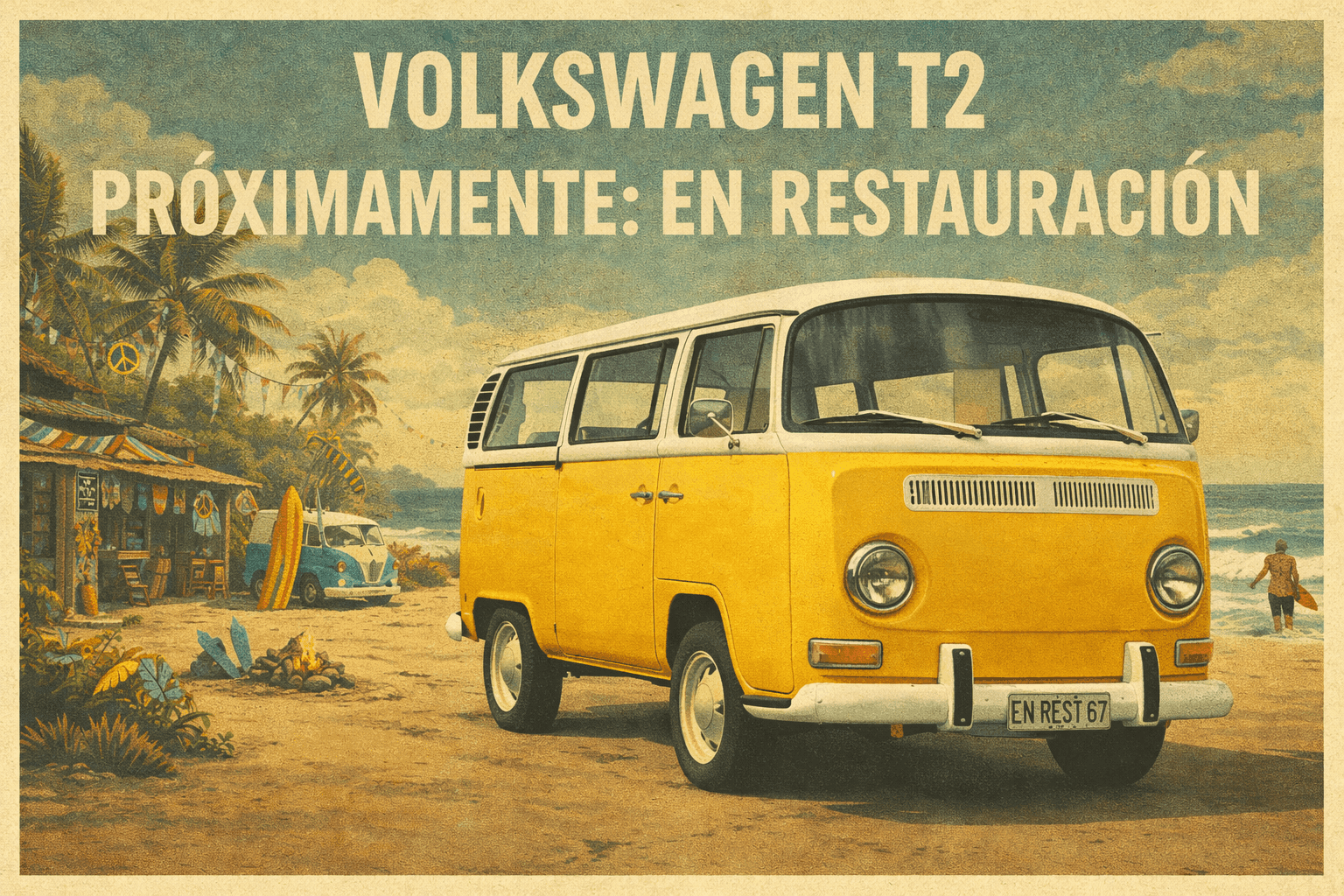 una furgoneta amarilla volkswagen t2